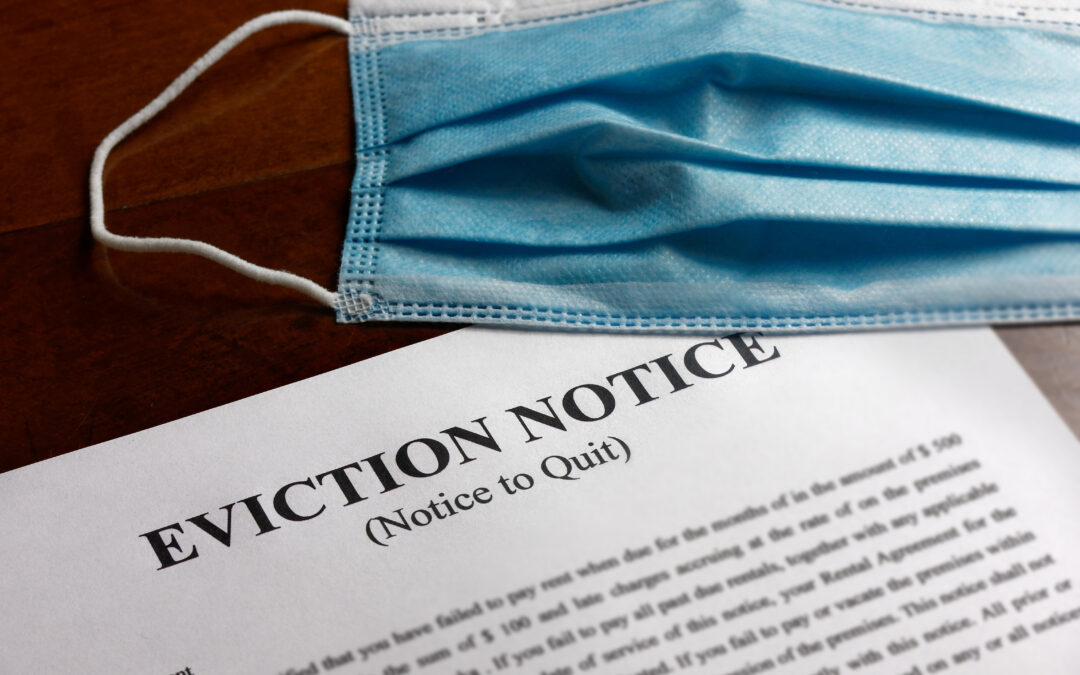 facial or surgical mask on top of the eviction note